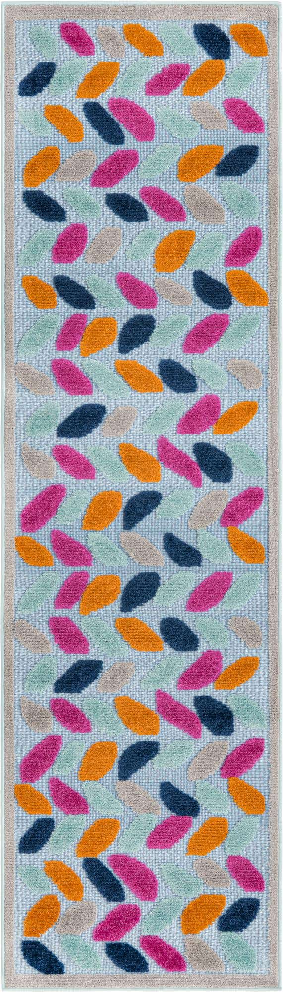 Blue 2' x 8' Aruba Outdoor Runner Area Rug Weather Resistant for Patio, Deck, Terrace, Balcony, Porch for Sale at Rug Engine