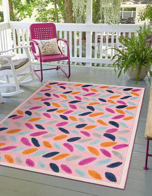 Pink 6' x 9' Aruba Outdoor Rectangle Area Rug Weather Resistant for Patio, Deck, Terrace, Balcony, Porch for Sale at Rug Engine