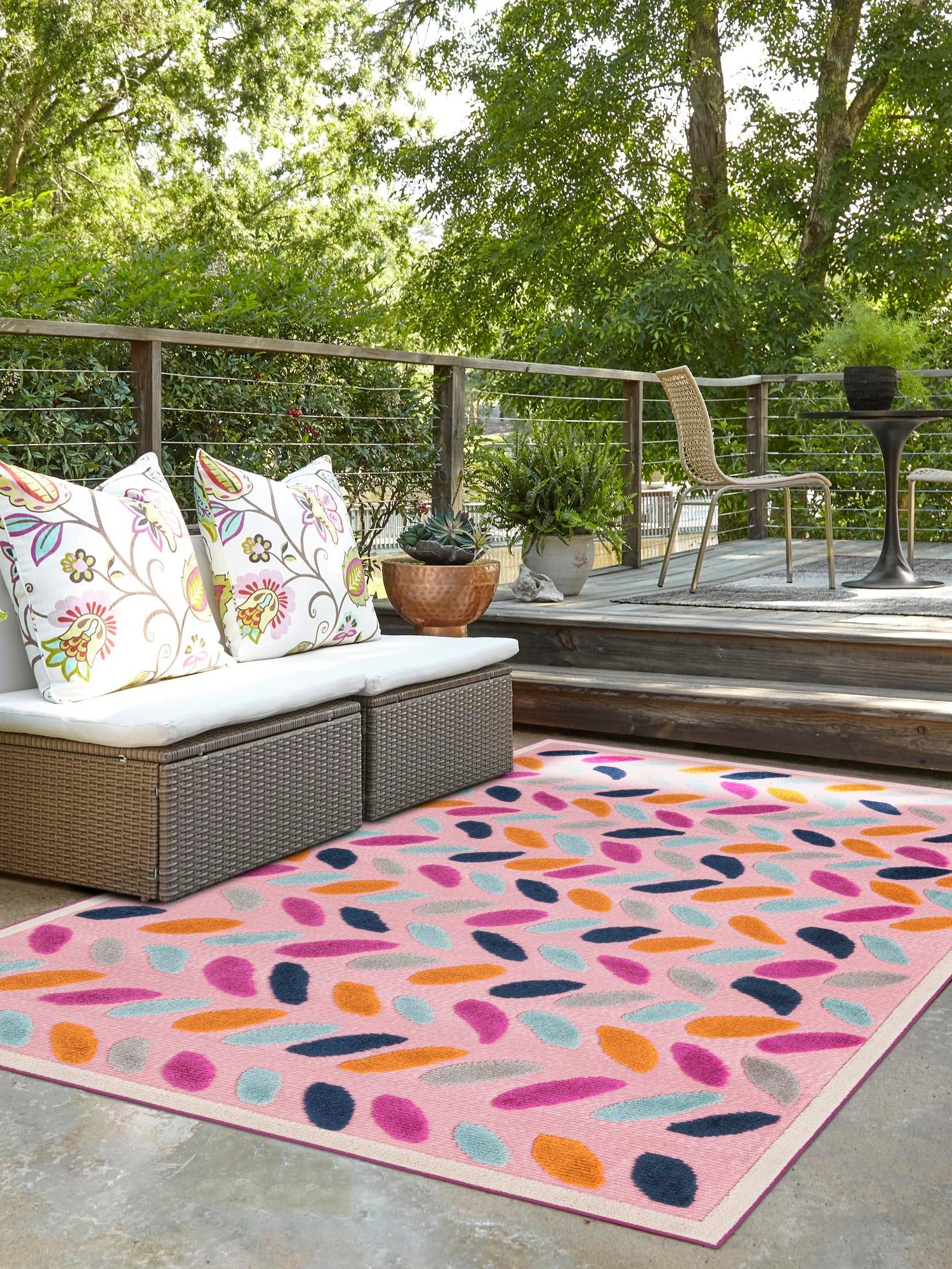 Pink 6' x 9' Aruba Outdoor Rectangle Area Rug Weather Resistant for Patio, Deck, Terrace, Balcony, Porch for Sale at Rug Engine