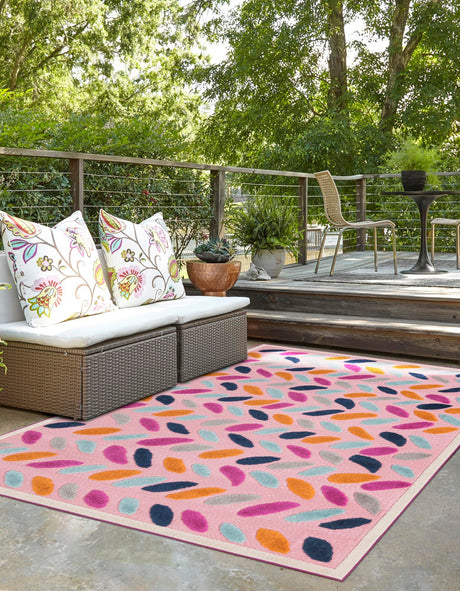Pink 6' x 9' Aruba Outdoor Rectangle Area Rug Weather Resistant for Patio, Deck, Terrace, Balcony, Porch for Sale at Rug Engine