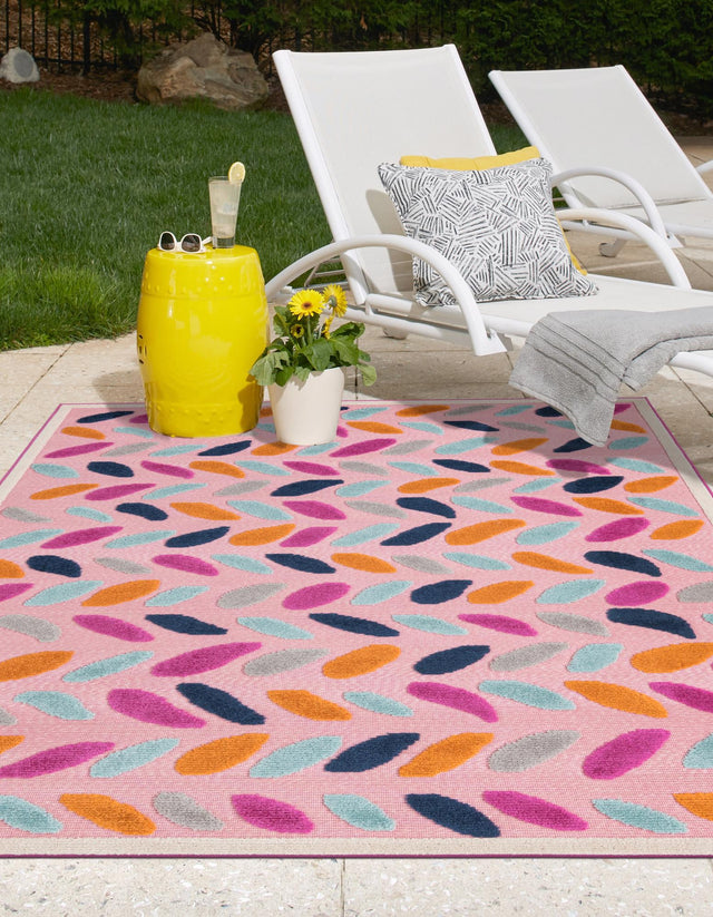 Pink 6' x 9' Aruba Outdoor Rectangle Area Rug Weather Resistant for Patio, Deck, Terrace, Balcony, Porch for Sale at Rug Engine
