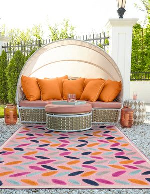 Pink 6' x 9' Aruba Outdoor Rectangle Area Rug Weather Resistant for Patio, Deck, Terrace, Balcony, Porch for Sale at Rug Engine
