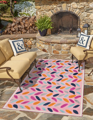 Pink 4' x 6' Aruba Outdoor Rectangle Area Rug Weather Resistant for Patio, Deck, Terrace, Balcony, Porch for Sale at Rug Engine