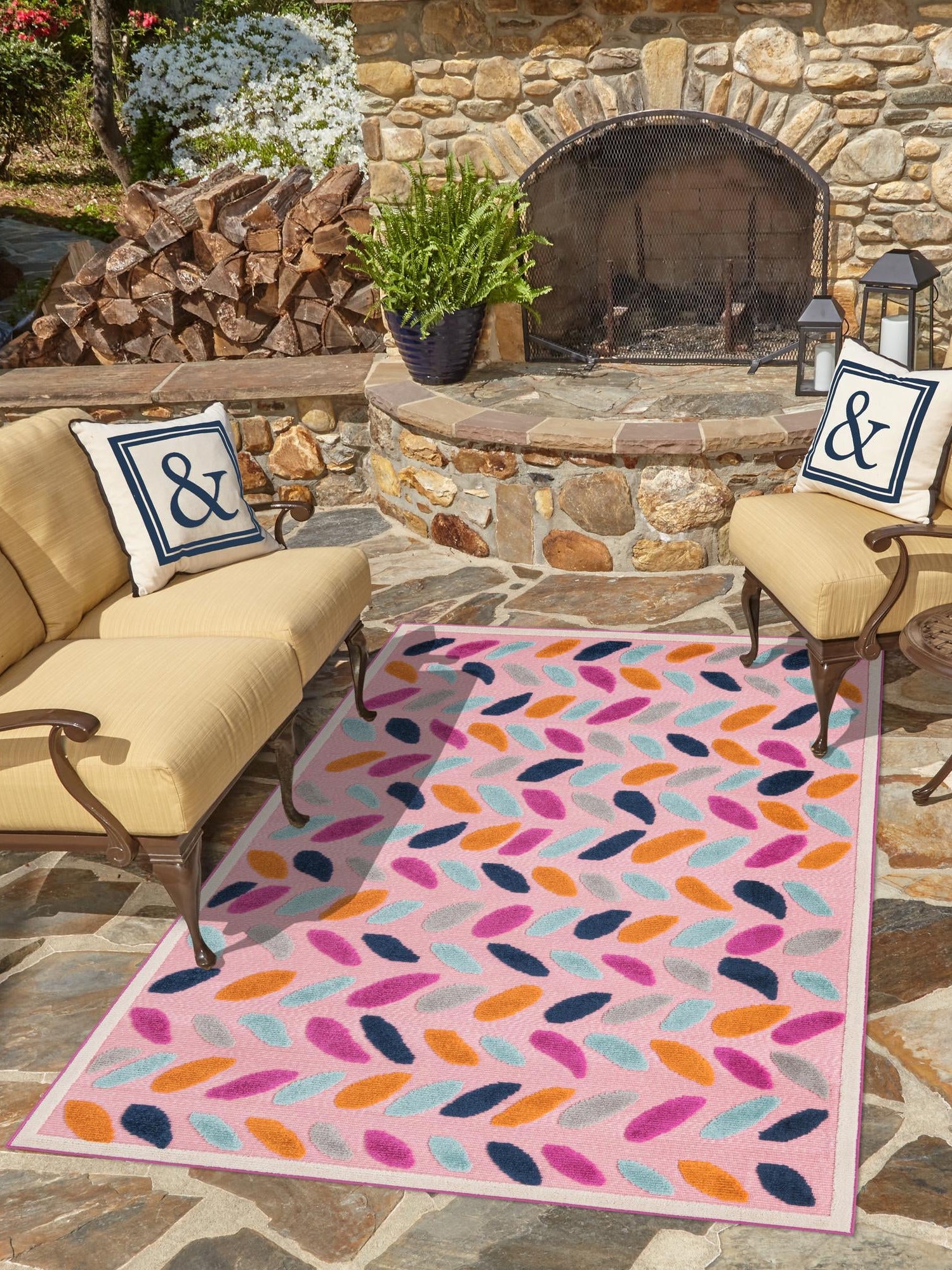 Pink 9' x 12' Aruba Outdoor Rectangle Area Rug Weather Resistant for Patio, Deck, Terrace, Balcony, Porch for Sale at Rug Engine