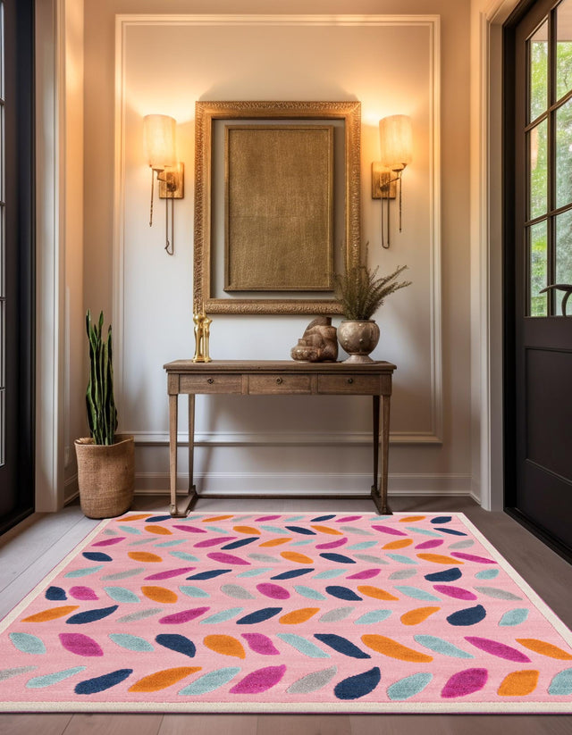 Pink 5' 3 x 5' 3 Aruba Outdoor Square Area Rug Weather Resistant for Patio, Deck, Terrace, Balcony, Porch for Sale at Rug Engine