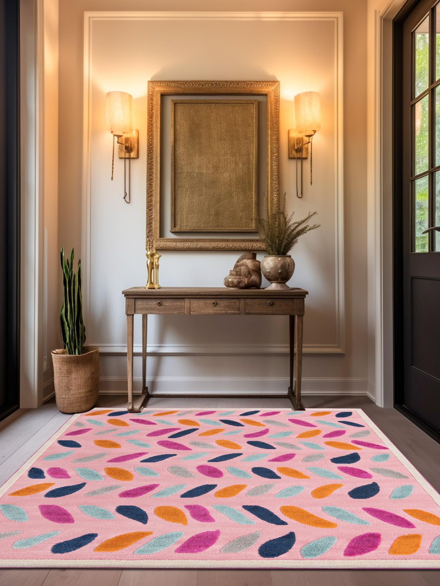 Pink 7' 10 x 7' 10 Aruba Outdoor Square Area Rug Weather Resistant for Patio, Deck, Terrace, Balcony, Porch for Sale at Rug Engine