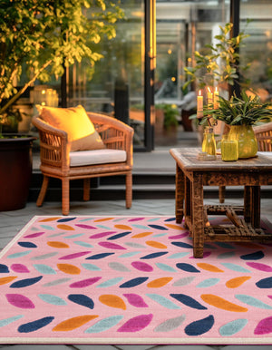 Pink 5' 3 x 5' 3 Aruba Outdoor Square Area Rug Weather Resistant for Patio, Deck, Terrace, Balcony, Porch for Sale at Rug Engine
