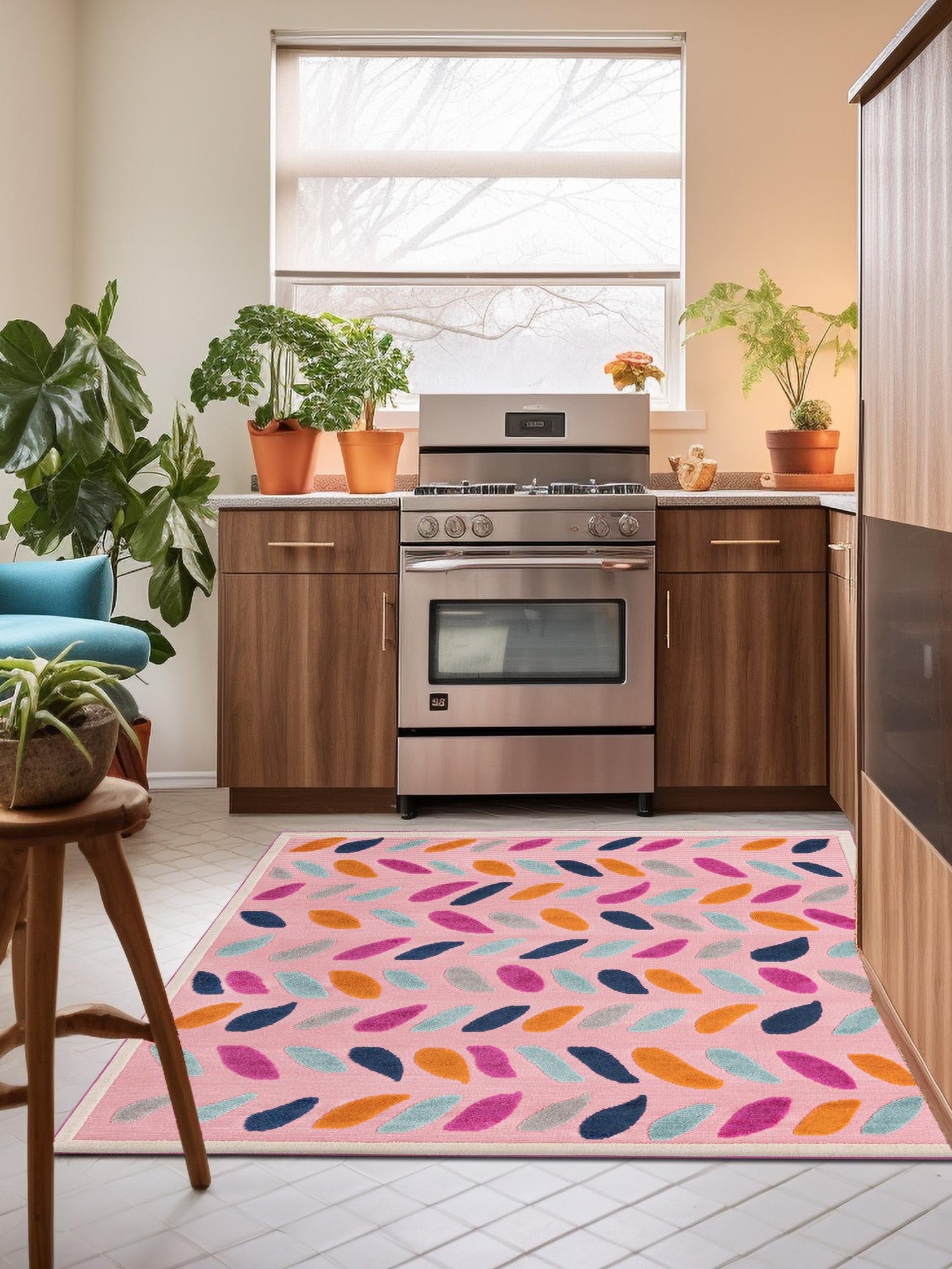 Pink 7' 10 x 7' 10 Aruba Outdoor Square Area Rug Weather Resistant for Patio, Deck, Terrace, Balcony, Porch for Sale at Rug Engine