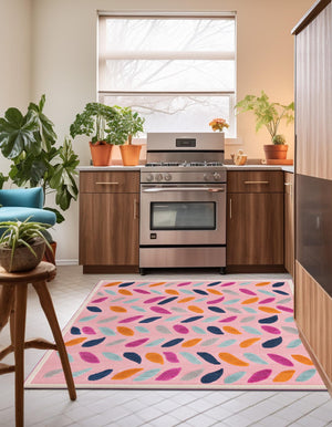 Pink 7' 10 x 7' 10 Aruba Outdoor Square Area Rug Weather Resistant for Patio, Deck, Terrace, Balcony, Porch for Sale at Rug Engine