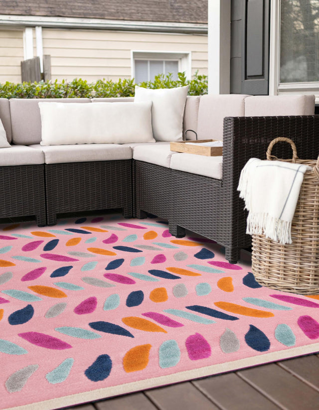 Pink 5' 3 x 5' 3 Aruba Outdoor Square Area Rug Weather Resistant for Patio, Deck, Terrace, Balcony, Porch for Sale at Rug Engine