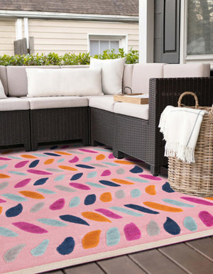 Pink 7' 10 x 7' 10 Aruba Outdoor Square Area Rug Weather Resistant for Patio, Deck, Terrace, Balcony, Porch for Sale at Rug Engine