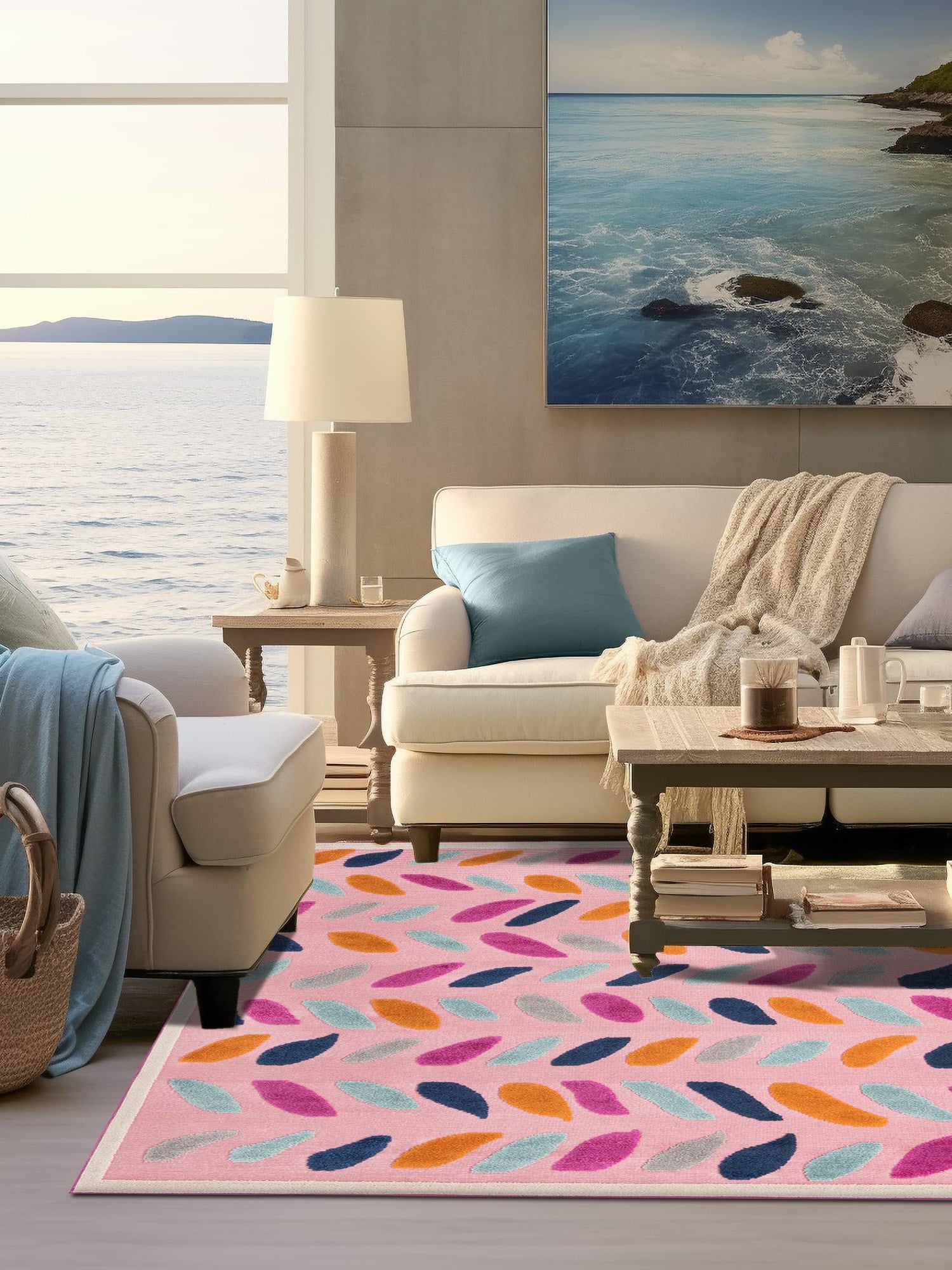 Pink 7' 10 x 7' 10 Aruba Outdoor Square Area Rug Weather Resistant for Patio, Deck, Terrace, Balcony, Porch for Sale at Rug Engine