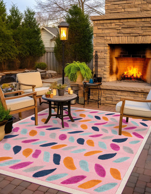 Pink 7' 10 x 7' 10 Aruba Outdoor Square Area Rug Weather Resistant for Patio, Deck, Terrace, Balcony, Porch for Sale at Rug Engine