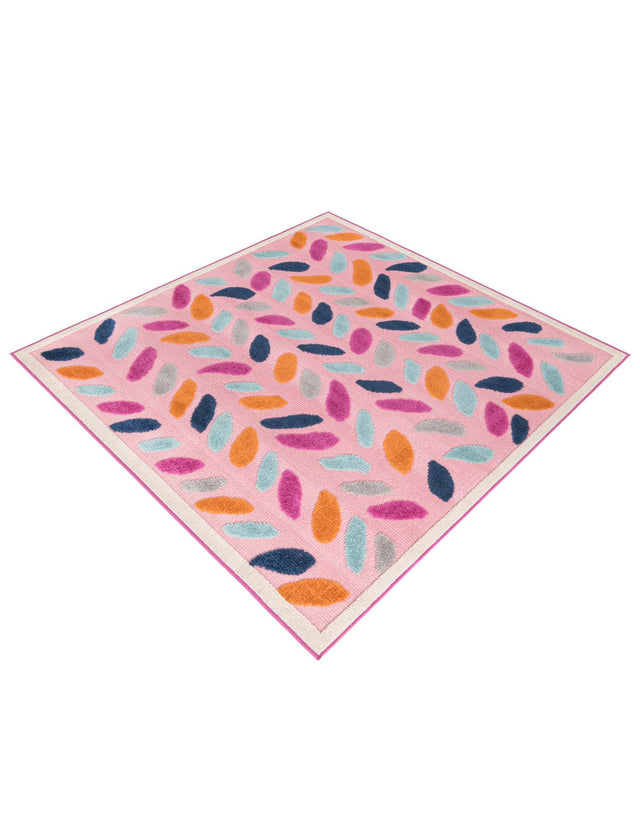 Pink 5' 3 x 5' 3 Aruba Outdoor Square Area Rug Weather Resistant for Patio, Deck, Terrace, Balcony, Porch for Sale at Rug Engine