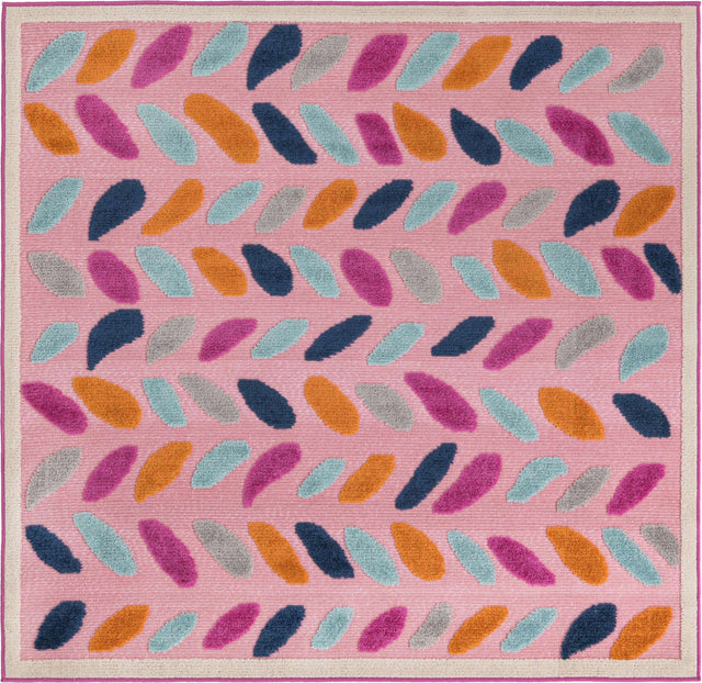 Pink 5' 3 x 5' 3 Aruba Outdoor Square Area Rug Weather Resistant for Patio, Deck, Terrace, Balcony, Porch for Sale at Rug Engine