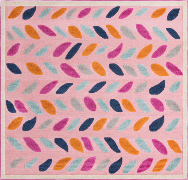 Pink 7' 10 x 7' 10 Aruba Outdoor Square Area Rug Weather Resistant for Patio, Deck, Terrace, Balcony, Porch for Sale at Rug Engine