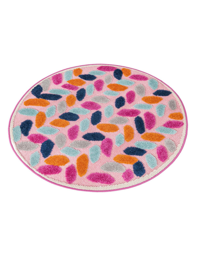 Pink 3' 3 x 3' 3 Aruba Outdoor Round Area Rug Weather Resistant for Patio, Deck, Terrace, Balcony, Porch for Sale at Rug Engine