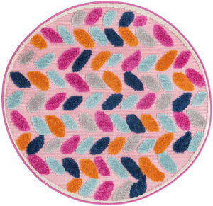 Pink 3' 3 x 3' 3 Aruba Outdoor Round Area Rug Weather Resistant for Patio, Deck, Terrace, Balcony, Porch for Sale at Rug Engine