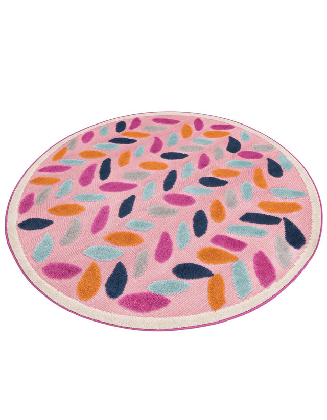 Pink 5' 3 x 5' 3 Aruba Outdoor Round Area Rug Weather Resistant for Patio, Deck, Terrace, Balcony, Porch for Sale at Rug Engine