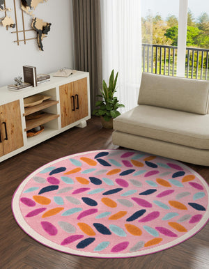 Pink 3' 3 x 3' 3 Aruba Outdoor Round Area Rug Weather Resistant for Patio, Deck, Terrace, Balcony, Porch for Sale at Rug Engine