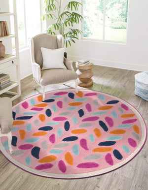 Pink 5' 3 x 5' 3 Aruba Outdoor Round Area Rug Weather Resistant for Patio, Deck, Terrace, Balcony, Porch for Sale at Rug Engine