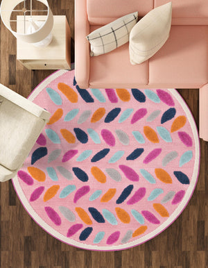 Pink 3' 3 x 3' 3 Aruba Outdoor Round Area Rug Weather Resistant for Patio, Deck, Terrace, Balcony, Porch for Sale at Rug Engine