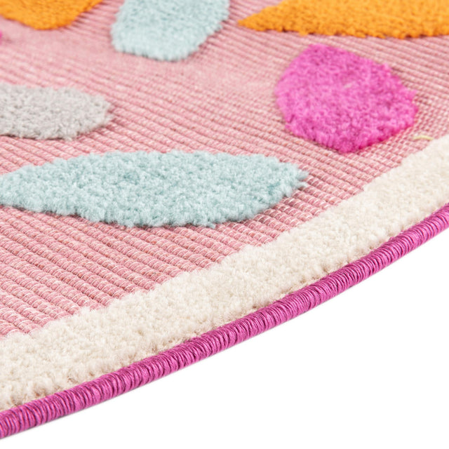 Pink 3' 3 x 3' 3 Aruba Outdoor Round Area Rug Weather Resistant for Patio, Deck, Terrace, Balcony, Porch for Sale at Rug Engine