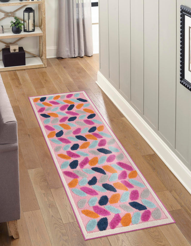 Pink 2' x 10' Aruba Outdoor Runner Area Rug Weather Resistant for Patio, Deck, Terrace, Balcony, Porch for Sale at Rug Engine