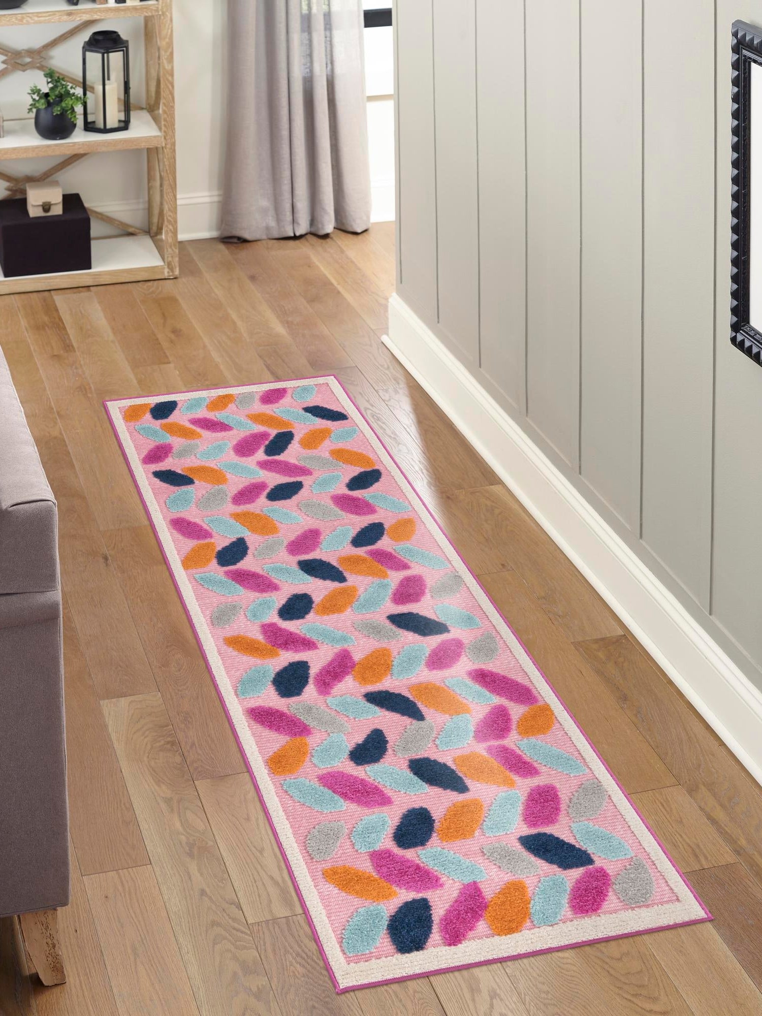 Pink 2' x 8' Aruba Outdoor Runner Area Rug Weather Resistant for Patio, Deck, Terrace, Balcony, Porch for Sale at Rug Engine