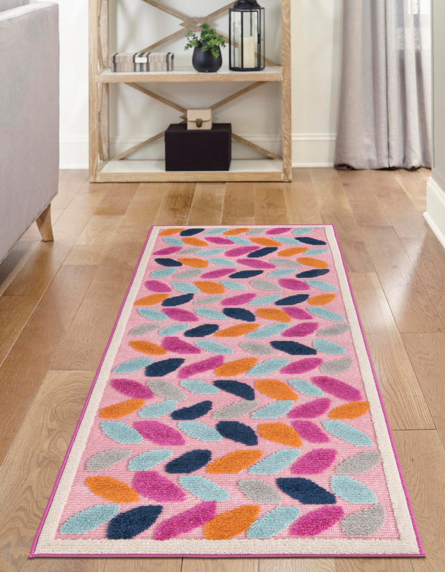 Pink 2' x 6' Aruba Outdoor Runner Area Rug Weather Resistant for Patio, Deck, Terrace, Balcony, Porch for Sale at Rug Engine