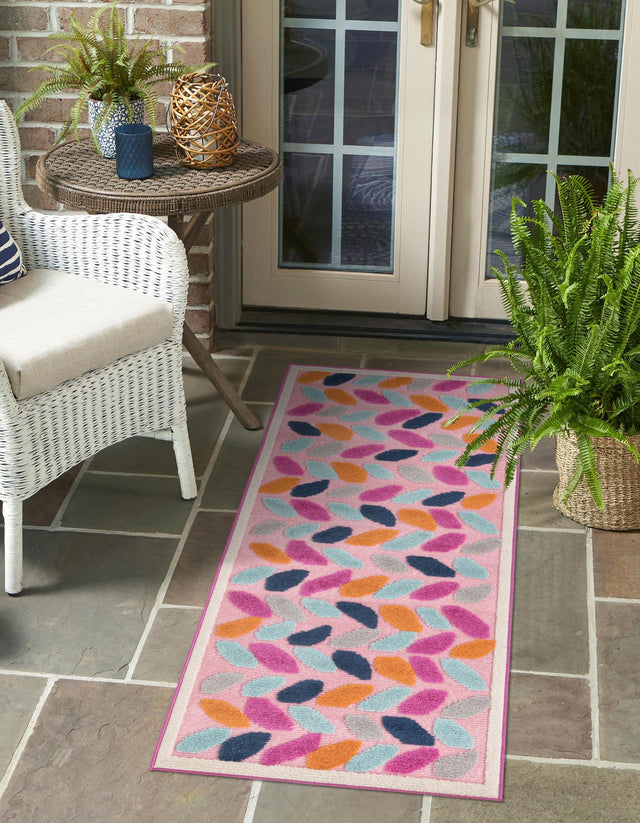Pink 2' x 6' Aruba Outdoor Runner Area Rug Weather Resistant for Patio, Deck, Terrace, Balcony, Porch for Sale at Rug Engine