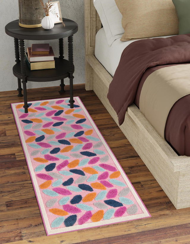 Pink 2' x 10' Aruba Outdoor Runner Area Rug Weather Resistant for Patio, Deck, Terrace, Balcony, Porch for Sale at Rug Engine
