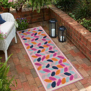 Pink 2' x 10' Aruba Outdoor Runner Area Rug Weather Resistant for Patio, Deck, Terrace, Balcony, Porch for Sale at Rug Engine