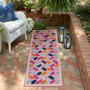 Pink 2' x 10' Aruba Outdoor Runner Area Rug Weather Resistant for Patio, Deck, Terrace, Balcony, Porch for Sale at Rug Engine