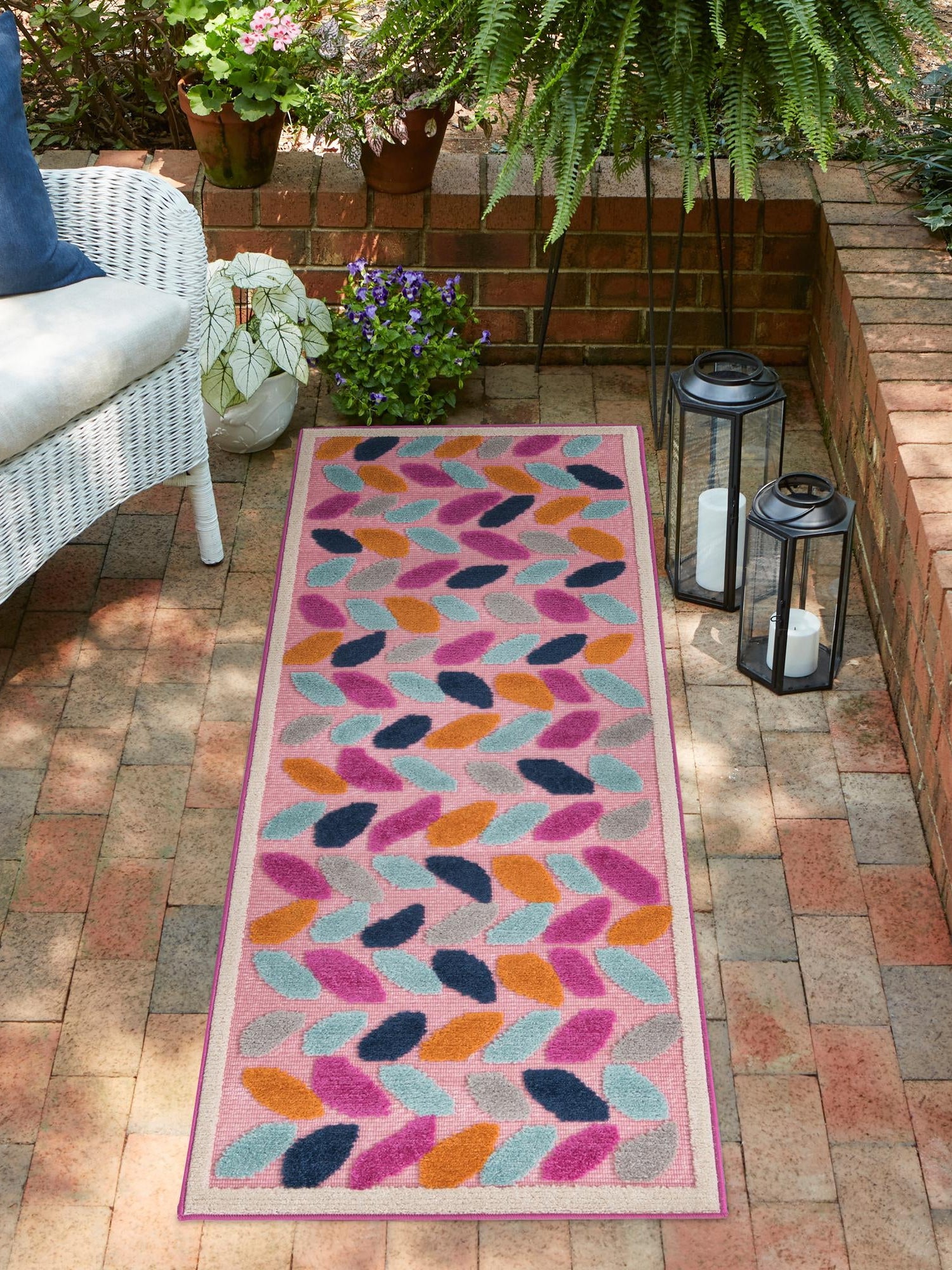 Pink 2' x 6' Aruba Outdoor Runner Area Rug Weather Resistant for Patio, Deck, Terrace, Balcony, Porch for Sale at Rug Engine