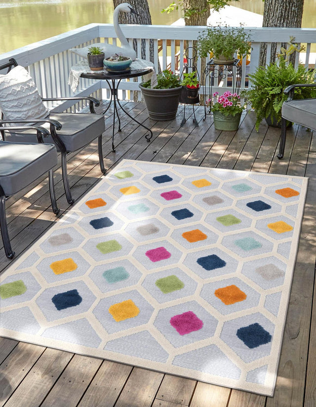 Gray 6' x 9' Aruba Outdoor Rectangle Area Rug Weather Resistant for Patio, Deck, Terrace, Balcony, Porch for Sale at Rug Engine