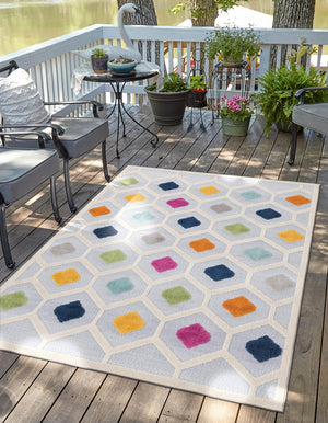 Gray 7' x 10' Aruba Outdoor Rectangle Area Rug Weather Resistant for Patio, Deck, Terrace, Balcony, Porch for Sale at Rug Engine
