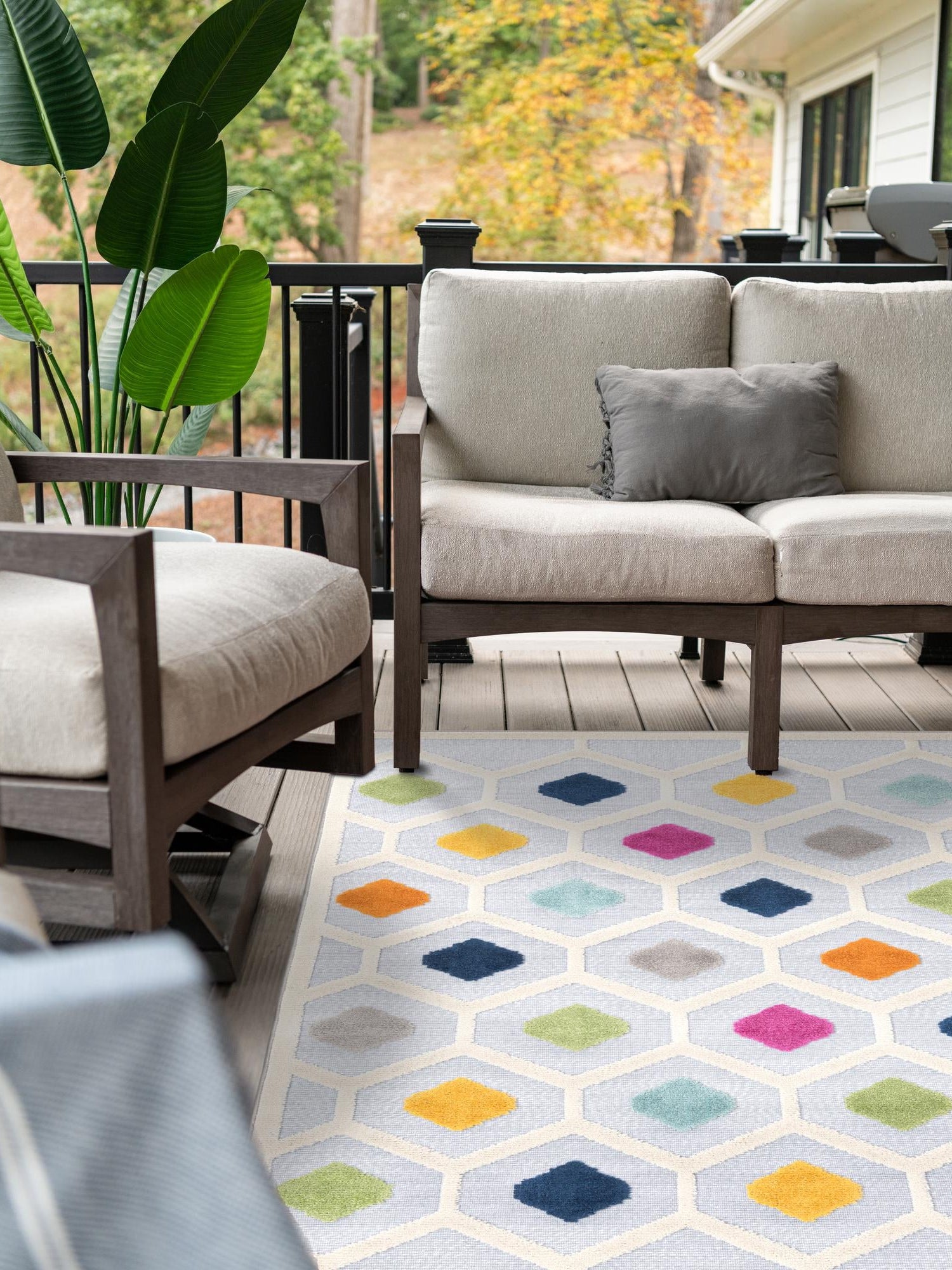 Gray 7' 10 x 10' Aruba Outdoor Rectangle Area Rug Weather Resistant for Patio, Deck, Terrace, Balcony, Porch for Sale at Rug Engine