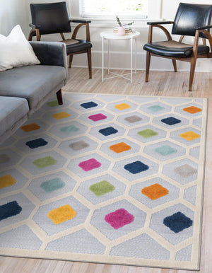 Gray 7' 10 x 10' Aruba Outdoor Rectangle Area Rug Weather Resistant for Patio, Deck, Terrace, Balcony, Porch for Sale at Rug Engine