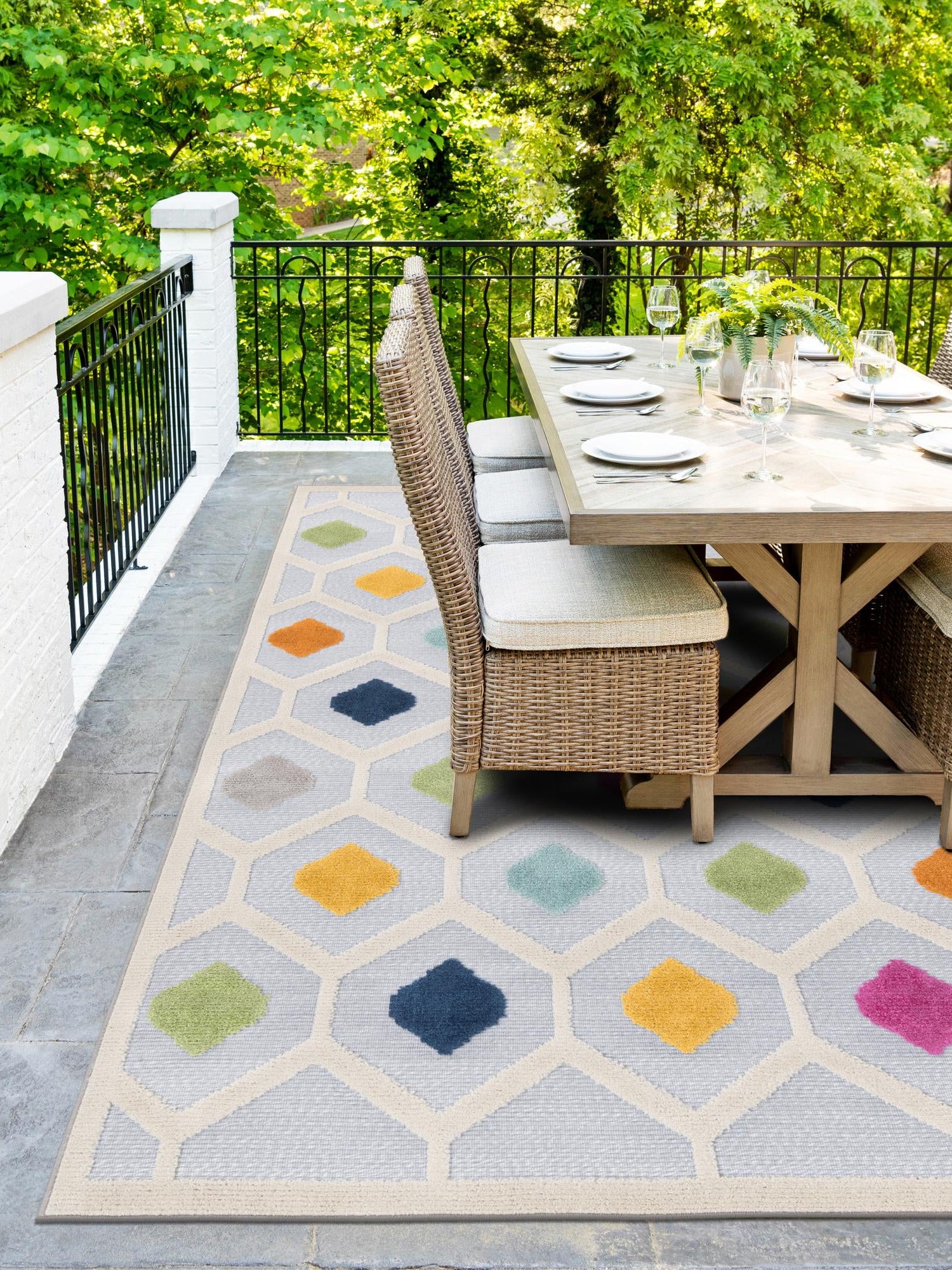 Gray 5' 3 x 8' Aruba Outdoor Rectangle Area Rug Weather Resistant for Patio, Deck, Terrace, Balcony, Porch for Sale at Rug Engine