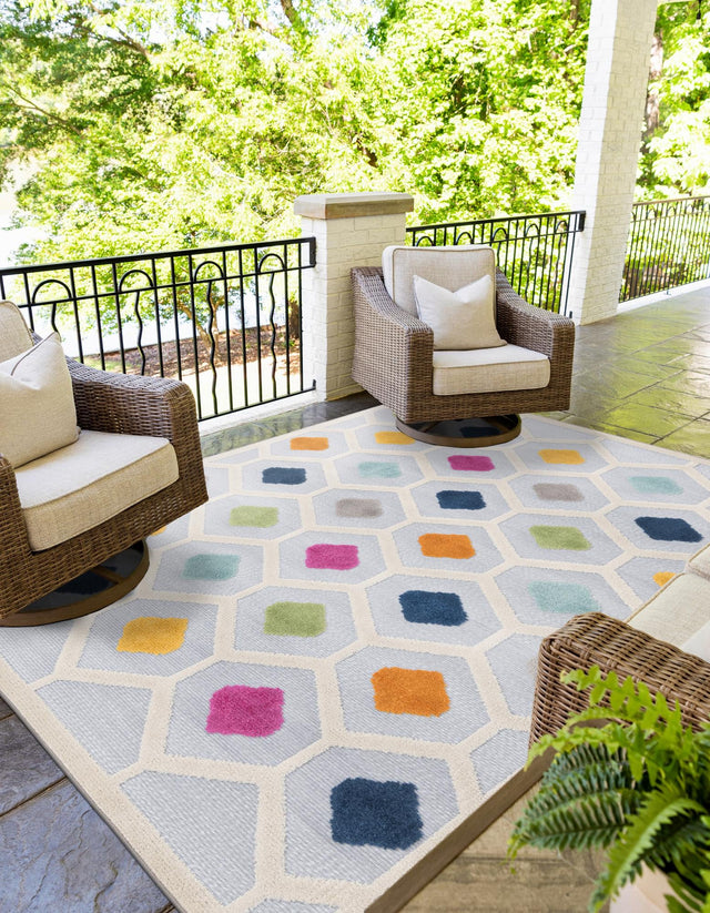Gray 6' x 9' Aruba Outdoor Rectangle Area Rug Weather Resistant for Patio, Deck, Terrace, Balcony, Porch for Sale at Rug Engine