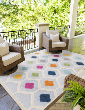 Gray 4' x 6' Aruba Outdoor Rectangle Area Rug Weather Resistant for Patio, Deck, Terrace, Balcony, Porch for Sale at Rug Engine