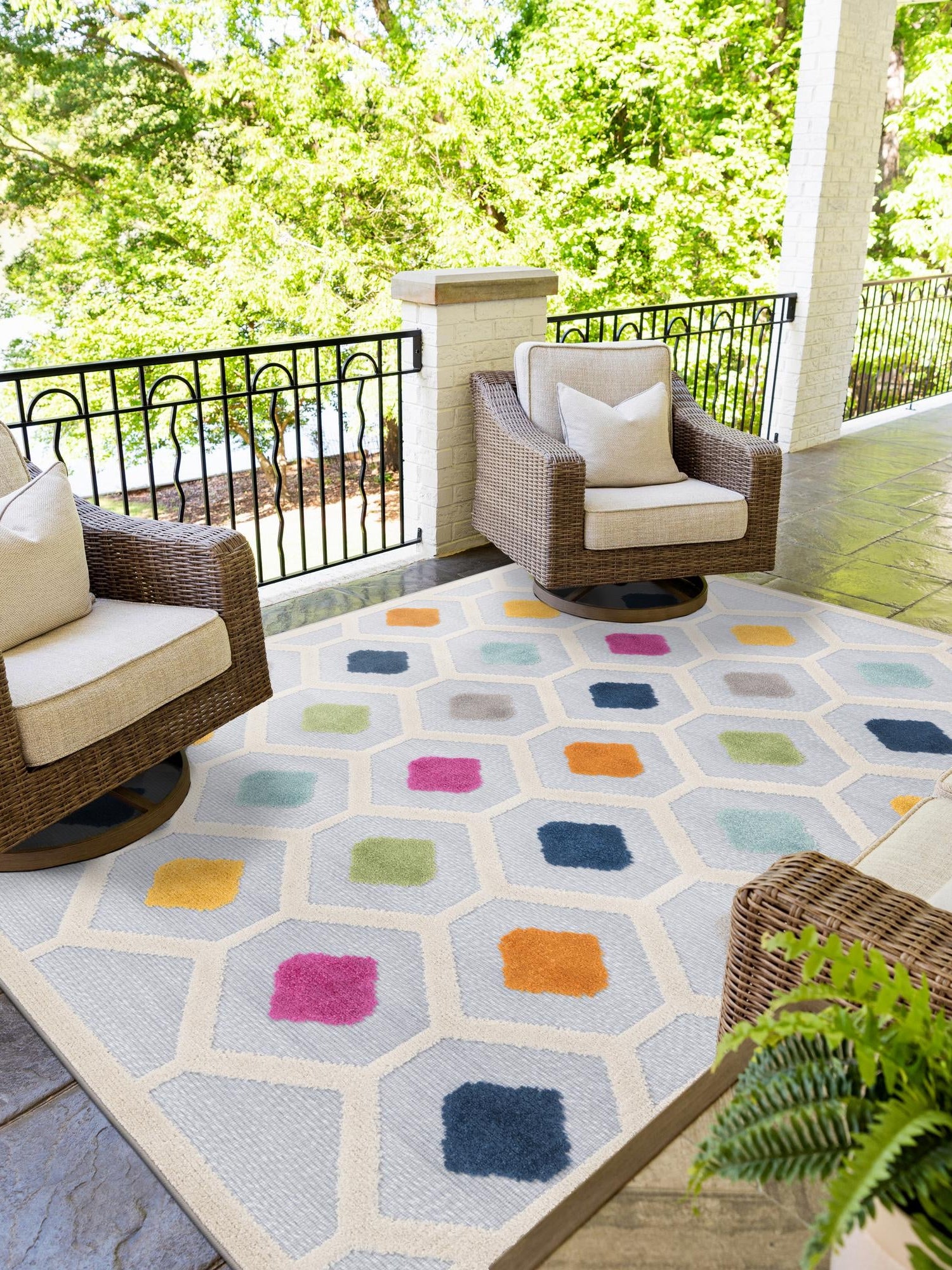 Gray 5' 3 x 8' Aruba Outdoor Rectangle Area Rug Weather Resistant for Patio, Deck, Terrace, Balcony, Porch for Sale at Rug Engine