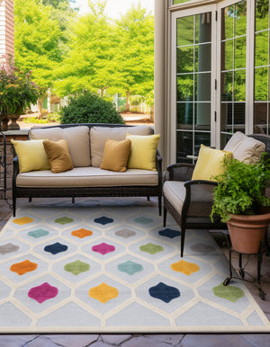 Gray 5' 3 x 5' 3 Aruba Outdoor Square Area Rug Weather Resistant for Patio, Deck, Terrace, Balcony, Porch for Sale at Rug Engine