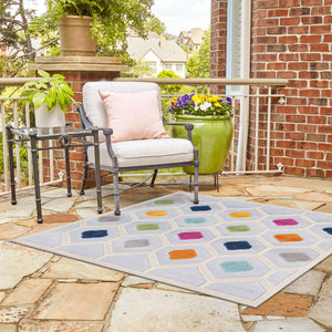 Gray 5' 3 x 5' 3 Aruba Outdoor Square Area Rug Weather Resistant for Patio, Deck, Terrace, Balcony, Porch for Sale at Rug Engine