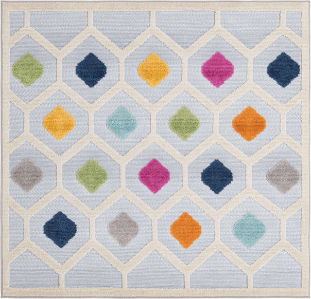 Gray 5' 3 x 5' 3 Aruba Outdoor Square Area Rug Weather Resistant for Patio, Deck, Terrace, Balcony, Porch for Sale at Rug Engine