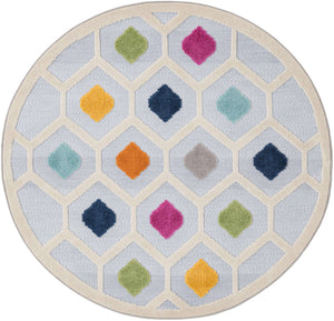 Gray 5' 3 x 5' 3 Aruba Outdoor Round Area Rug Weather Resistant for Patio, Deck, Terrace, Balcony, Porch for Sale at Rug Engine