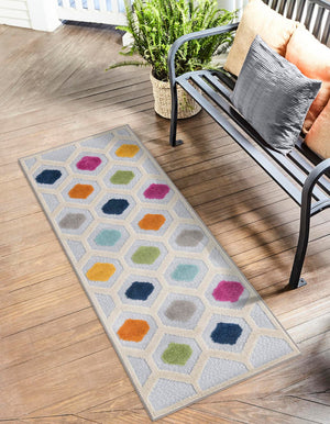 Gray 2' x 6' Aruba Outdoor Runner Area Rug Weather Resistant for Patio, Deck, Terrace, Balcony, Porch for Sale at Rug Engine