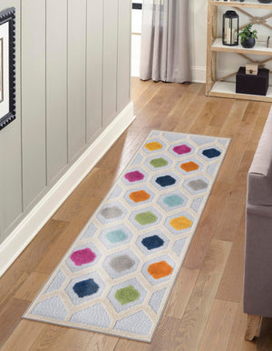 Gray 2' x 10' Aruba Outdoor Runner Area Rug Weather Resistant for Patio, Deck, Terrace, Balcony, Porch for Sale at Rug Engine