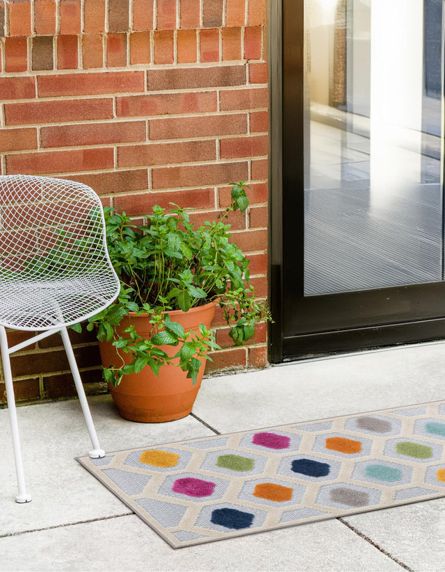 Gray 2' x 10' Aruba Outdoor Runner Area Rug Weather Resistant for Patio, Deck, Terrace, Balcony, Porch for Sale at Rug Engine